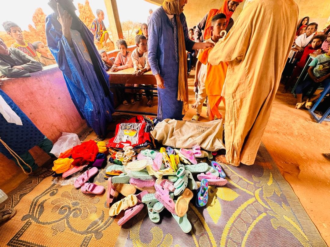 Clothes and sandals ready to be handed out to the pupils, 28 April 2025.
